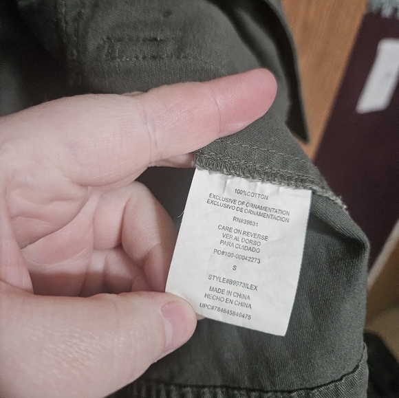 Democracy Womens Military Boho Jacket Studded Cargo Lace Back 100% Cotton! - Picture 5 of 8